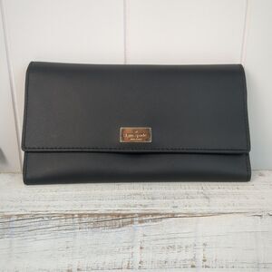 Kate Spade Arbour Hill Large Black Light Pink Smooth Leather Pim Wallet